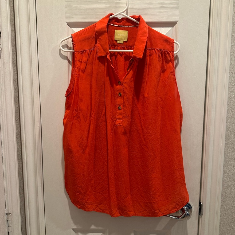 Maeve Vibrant Orange Sleeveless Blouse